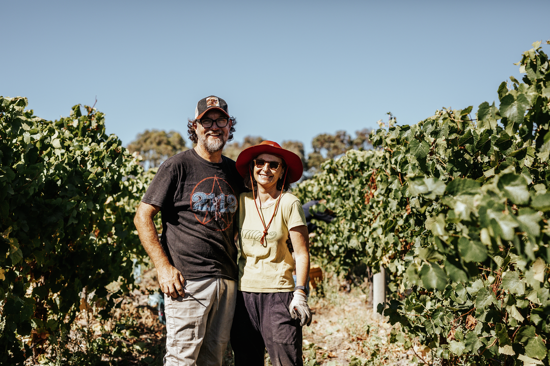 John & Kim standing in the Circulus Wine vineyards